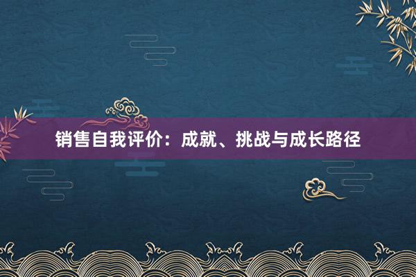 销售自我评价：成就、挑战与成长路径